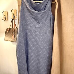 Banana Republic Plaid Blue Midi Dress